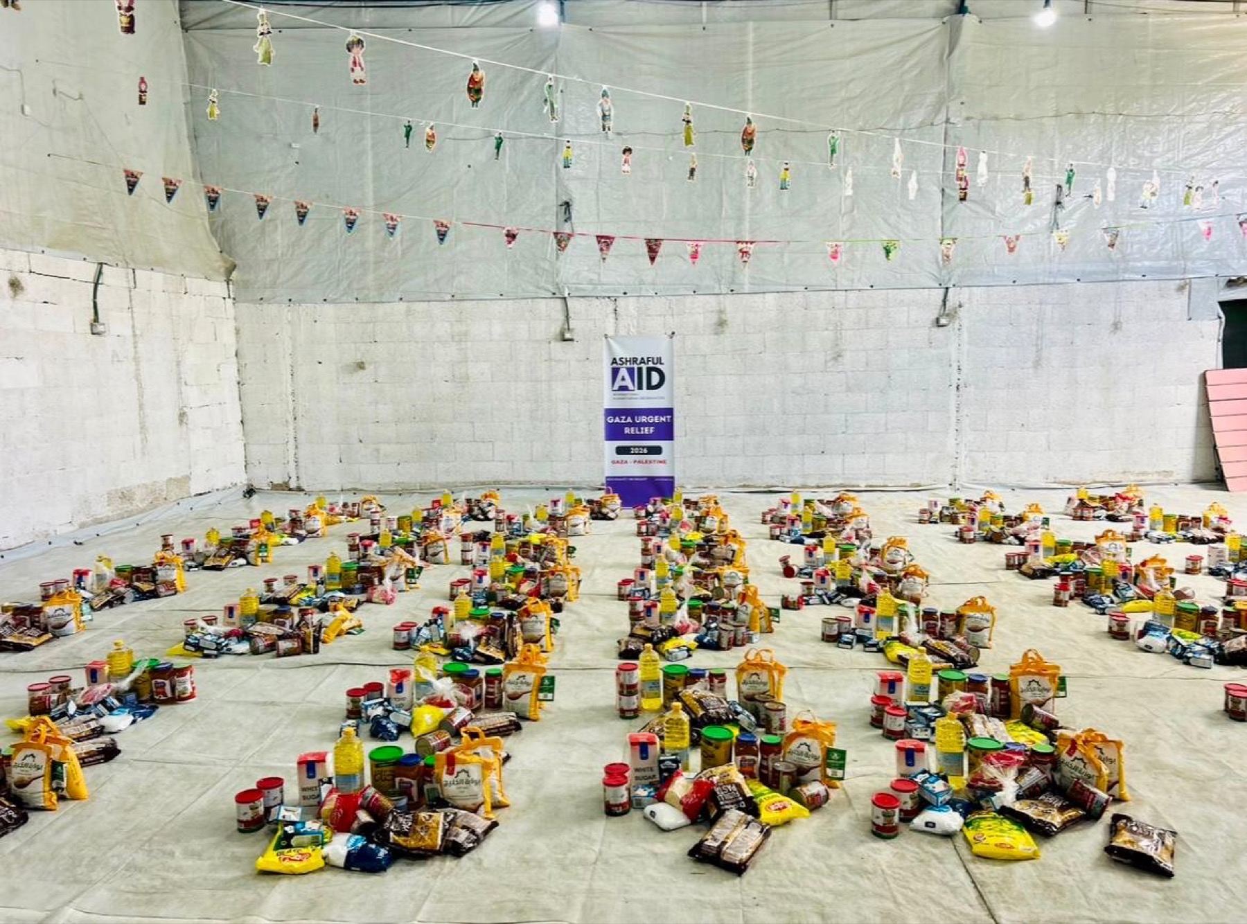 Food supplies prepared for Ashraful Aid Gaza urgent relief distribution
